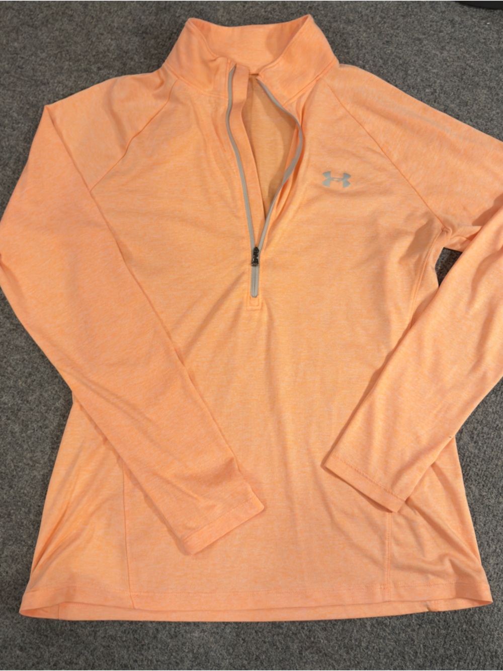 Peach Light Orange Under Armour 3/4 Zip Top Sz L